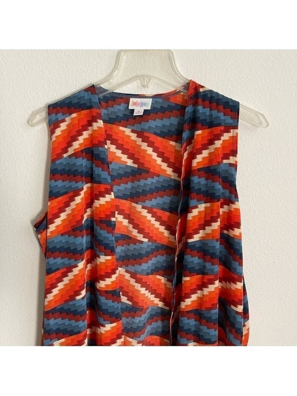 Lularoe Long Duster Kimono Orange Blue Size Medium! - Picture 4 of 7